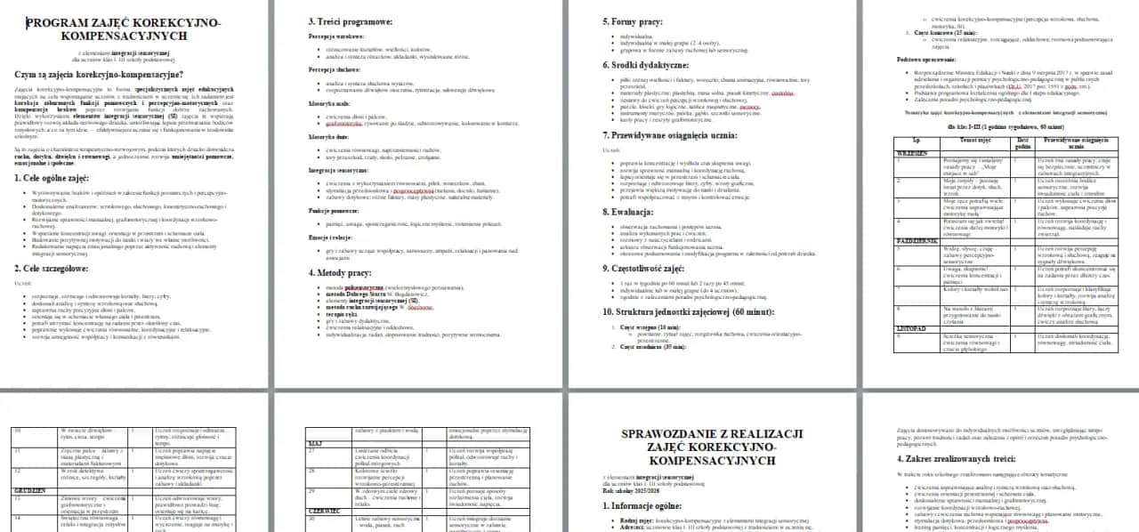 Tematy do dziennika zajęć korekcyjno-kompensacyjnych, które naprawdę działają