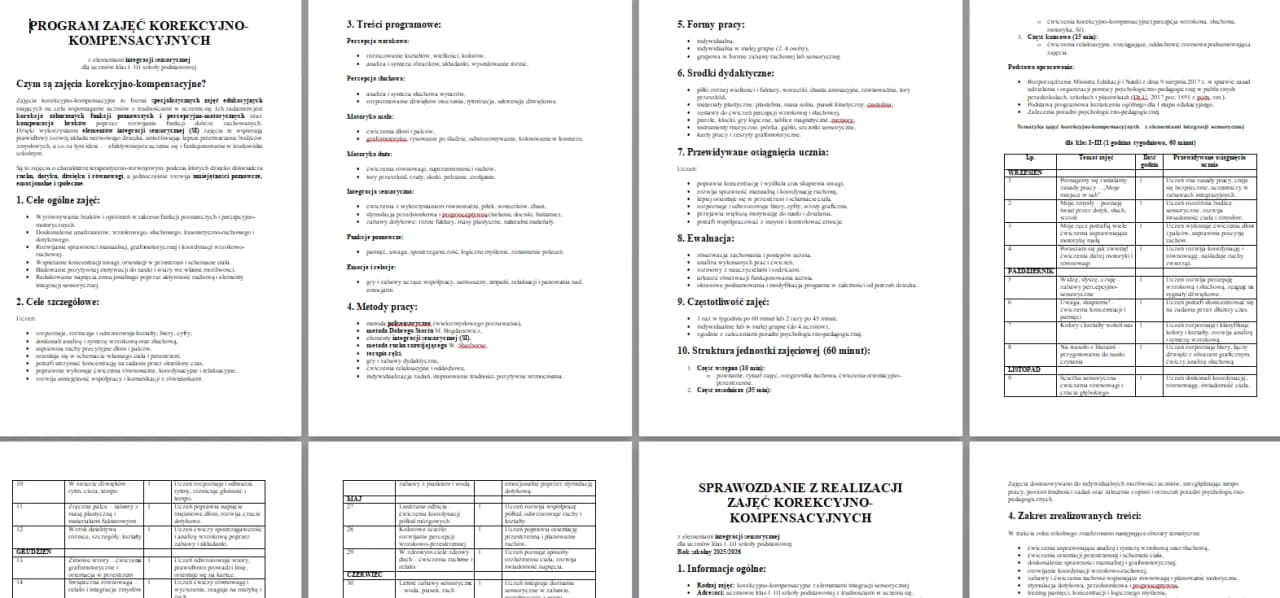 Tematy do dziennika zajęć korekcyjno-kompensacyjnych, które naprawdę działają